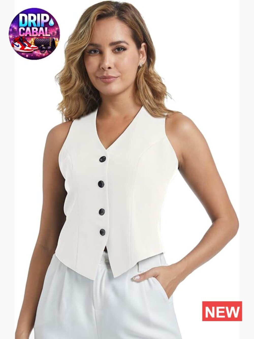 Suit Vest V Neck Button Down Sleeveless Business Casual Blazer Waistcoat
